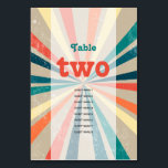 Numeração De Mesa Número da Tabela de Casamento Retroativo Sunburst<br><div class="desc">Uma bela design de explosão solar colorida do arco-íris nos anos 70. Uma safra minimalista olha para o número da mesa de casamento com padrões de ranhura e paleta de cores retrógradas para qualquer pessoa que ame padrões de faixas, designs de descamação da paleta de cores retrógradas etc. Os convites...</div>
