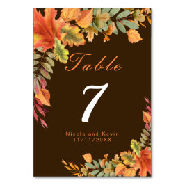 Numeração De Mesa Número da Tabela de Casamento Rustic Autumn Fall