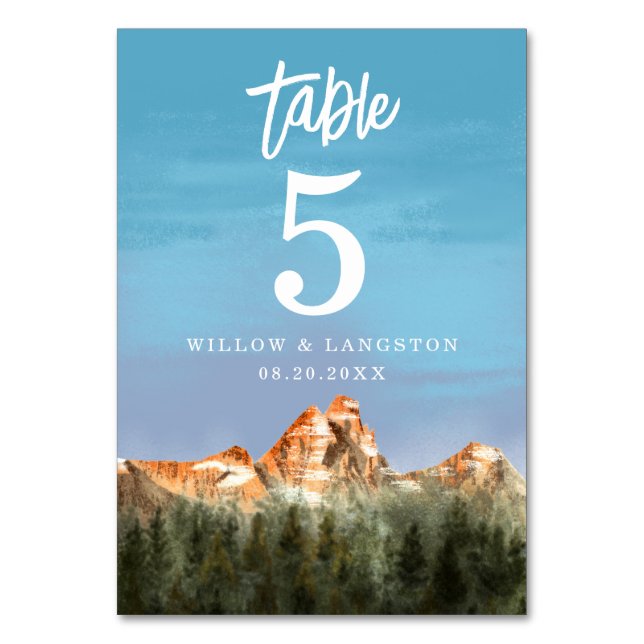 Numeração De Mesa Número da Tabela de Casamento Rustic Mountain (Frente)