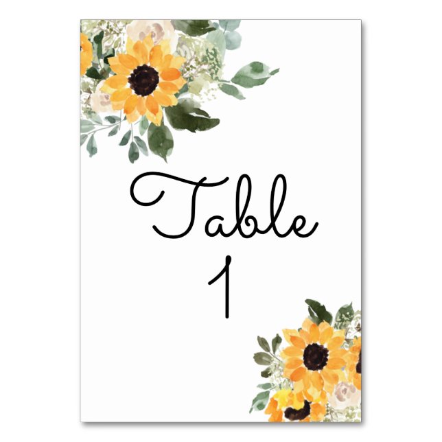 Numeração De Mesa Número da Tabela de Casamento Rustic Sunflower (Frente)