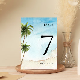 Numeração De Mesa Número da Tabela de Casamento Tropical Beach Palm