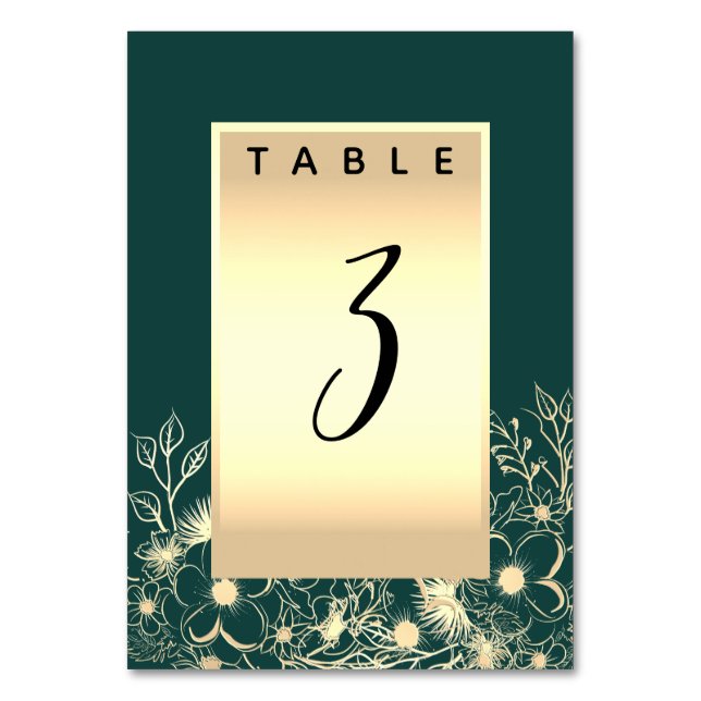 Numeração De Mesa Número da Tabela de Casamento Verde Esmeralda (Frente)