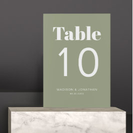 Numeração De Mesa Número da Tabela de Casamento Verde Sage Minimalis