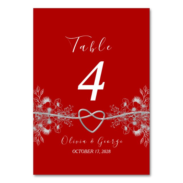 Numeração De Mesa Número da Tabela de Casamento Vermelho e Negro (Verso)