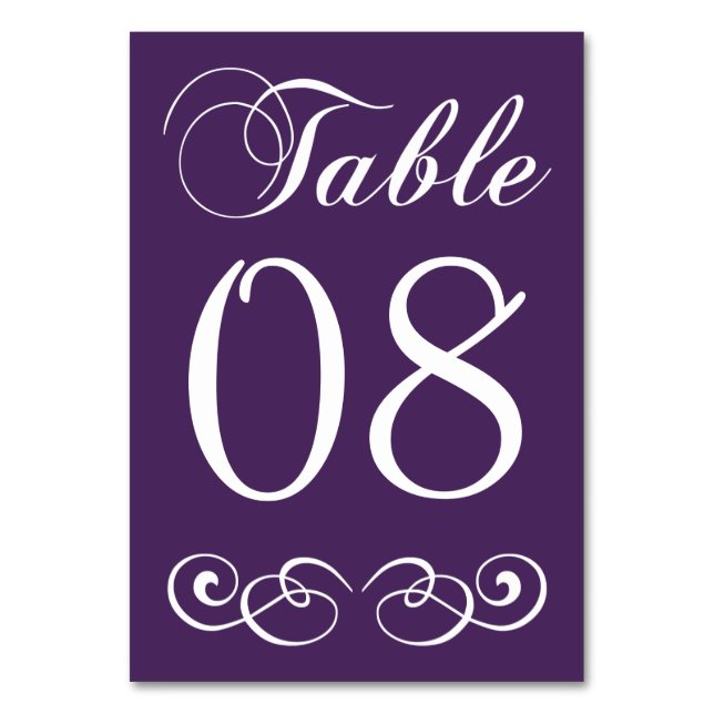 Numeração De Mesa Número Da Tabela De Casamentos De Púrpura E Branca (Frente)