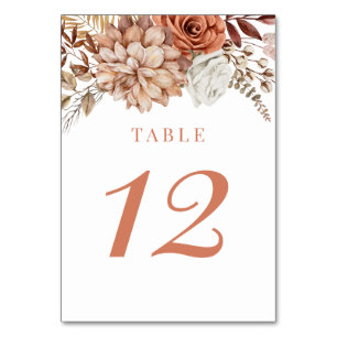 Numeração De Mesa Número da Tabela de Casamentos Florais de Terracot