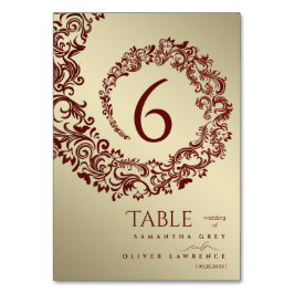 Numeração De Mesa Número da Tabela de Casamentos tema damasco Elegan