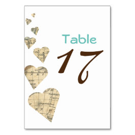 Numeração De Mesa Número da Tabela de Corações do Mapa de Vintage