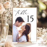 Numeração De Mesa Número da Tabela de Fotos de Casamento Elegante<br><div class="desc">Transforme suas mesas de recepção em uma comemoração da sua jornada com nossos cartões de Número da Tabela de Casamento de Fotos Elegantes! Cada número de tabela combina caligrafia moderna e elegância minimalista com uma foto apreciada, criando uma experiência única e personalizada em cada mesa. Estas cartas de um tipo...</div>