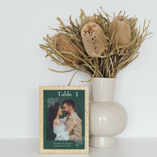 Numeração De Mesa Número da tabela de fotos de casamento verde esmer