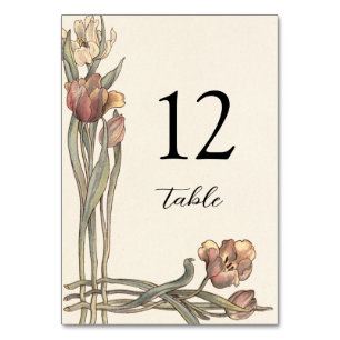Numeração De Mesa Número da Tabela de Frame Floral da Tulip Vintage