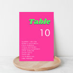 Numeração De Mesa Número da Tabela de Groovas Cor-de-Rosa Retroativa<br><div class="desc">Decorre suas mesas de casamento com este cartão retrorreflector vibrante,  com tipografia de groovy e texto personalizado de sua escolha. Adicione facilmente seus próprios detalhes clicando na opção "personalizar".</div>