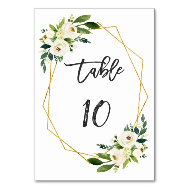 Numeração De Mesa Número da Tabela de Manuscrito Floral Branco da Aq (Verso)