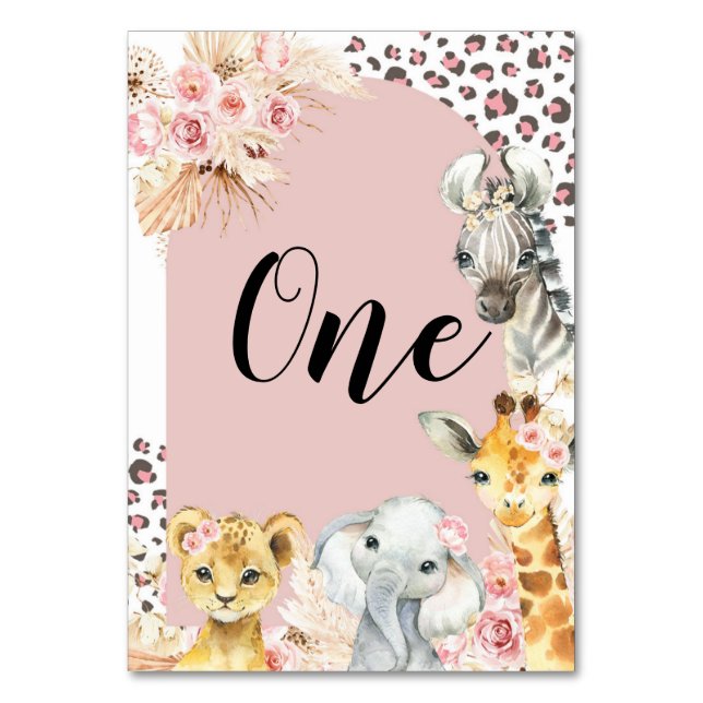 Numeração De Mesa Número da Tabela de Menininhas Boho Safari (Frente)