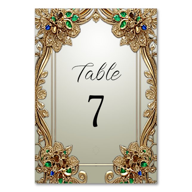 Numeração De Mesa Número da Tabela de Ornamentados Dourados Elegante (Frente)