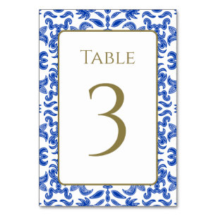 Numeração De Mesa Número da Tabela de Padrões Branco e Azul