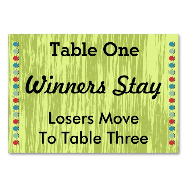 Numeração De Mesa Número da Tabela de Pontos Bunco nº 1 (Frente)