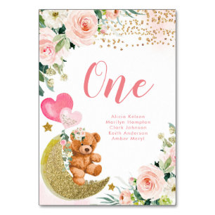 Numeração De Mesa Número da Tabela do Balão Rosa Bear