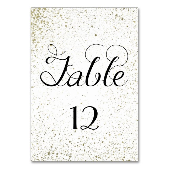 Numeração De Mesa Número da tabela Dourado do Paint Splatter (Frente)