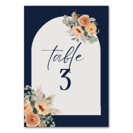 Numeração De Mesa Número da tabela, Elegante azul escuro floral