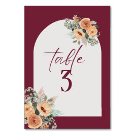 Numeração De Mesa Número da tabela, Elegante burgundy floral Número 