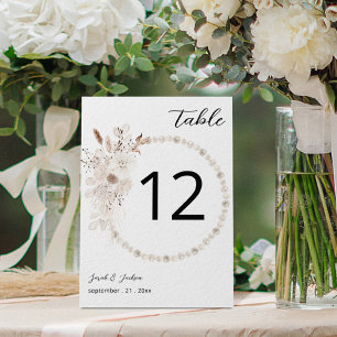 Numeração De Mesa Número da Tabela Floral Branca e Pérolas