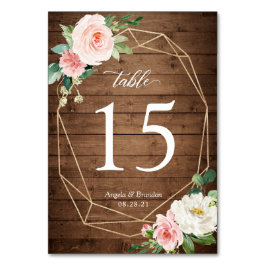 Numeração De Mesa Número da Tabela Floral de Casamento com Blush Geo