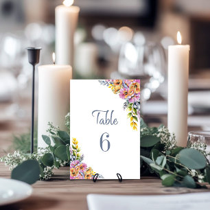 Numeração De Mesa Número da Tabela Floral de Casamento Cor-de-Rosa e