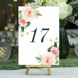 Numeração De Mesa Número da Tabela Floral de Casamento de Blush Whit