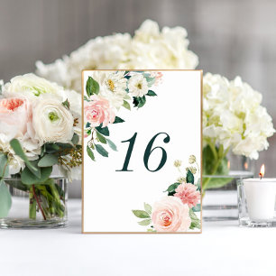 Numeração De Mesa Número da Tabela Floral de Casamento de Blush Whit