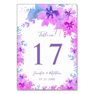 Numeração De Mesa Número da Tabela Floral de Casamento Roxo
