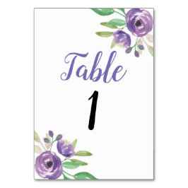 Numeração De Mesa Número da tabela Floral de Flor Roxo de Casamento