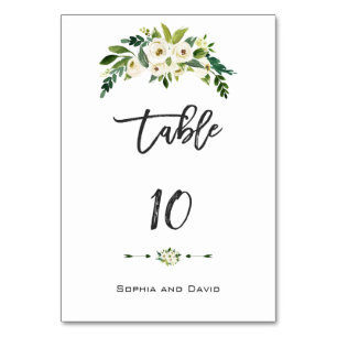 Numeração De Mesa Número da Tabela Floral de Manuscrito Branco