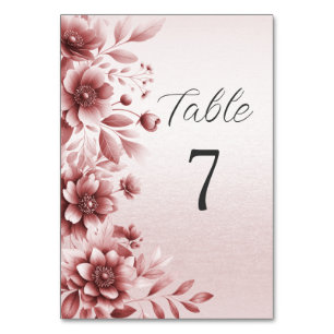 Numeração De Mesa Número da Tabela Floral do Dusty Rosa