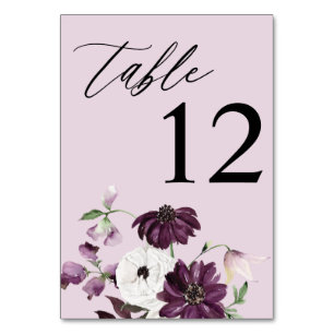 Numeração De Mesa Número da Tabela Floral Púrpura e Branca - Lavanda