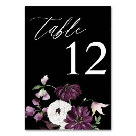 Numeração De Mesa Número da Tabela Floral Púrpura e Branca - Preto