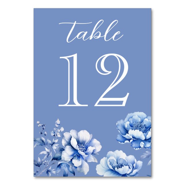 Numeração De Mesa Número da Tabela Flores Azuis (Verso)