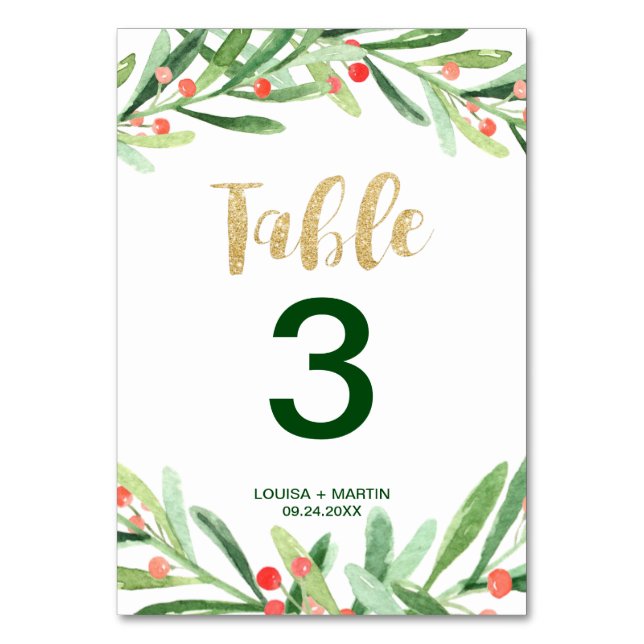 Numeração De Mesa Número da Tabela Holly Wreath de Natal (Frente)