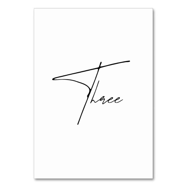 Numeração De Mesa Numero da tabela Mesa 3 Caligráfica Elegante (Frente)