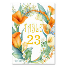 Número da Tabela na moda Orange e Ivory Calla Lily