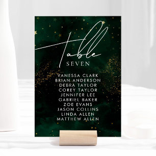 Numeração De Mesa Número da Tabela Ouro Mágico Verde de Aquarela Esc