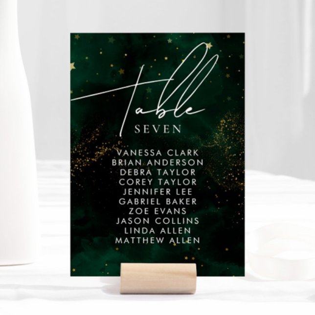 Numeração De Mesa Número da Tabela Ouro Mágico Verde de Aquarela Esc (Criador carregado)