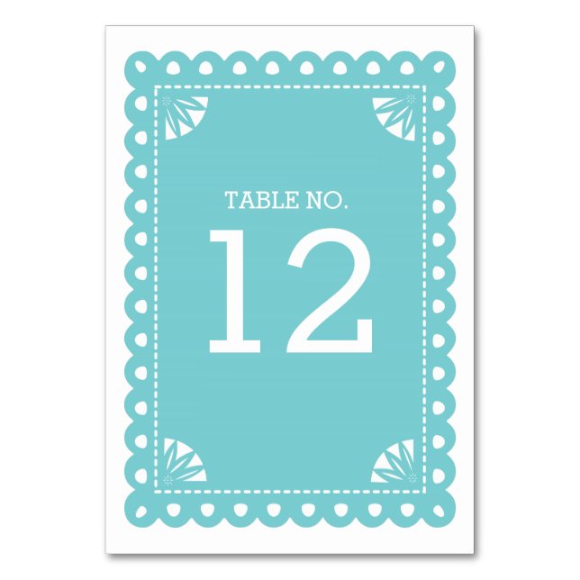 Numeração De Mesa Número da Tabela Papel Picado - Azul (Frente)