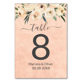 Numeração De Mesa Número da Tabela PEach Beige Floral