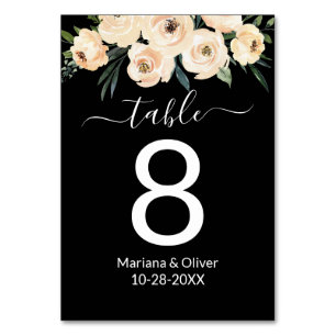 Numeração De Mesa Número da Tabela Preta bege Floral