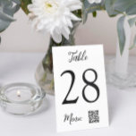 Numeração De Mesa Número da Tabela QR Menu Casamento<br><div class="desc">Cartões de mesa elegantes em preto-e-branco com um design limpo e mínimo e um código QR para acessar o menu de casamento online.</div>