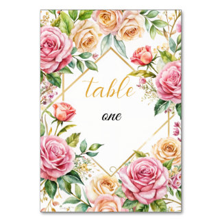 Numeração De Mesa Número da Tabela Romântica de Casamento Floral
