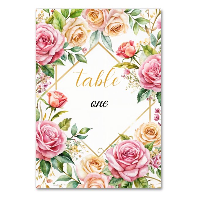 Numeração De Mesa Número da Tabela Romântica de Casamento Floral (Frente)