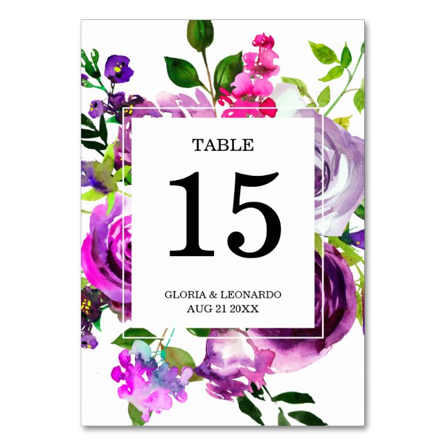 Numeração De Mesa Número da Tabela Romântica de Casamento Floral Rox (Frente)