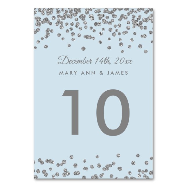 Numeração De Mesa Número da Tabela Silver Faux Glitter Confetti Ice  (Frente)